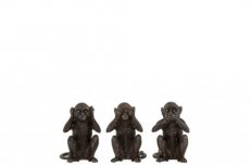 Set van 3 apen Horen, zien en zwijgen S