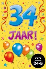 Wenskaart 34 jaar. That funny age