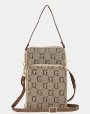 Gessy S093 9044 Brown Bruine schoudertas met G print