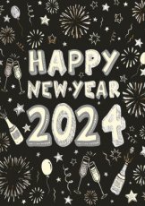 Kerst Hangpakje Paperclip New Year 2024 06 Pakketje met 10 nieuwjaarskaarten