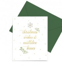 Kerstkaart Christmas wishes & mistletoe kisses