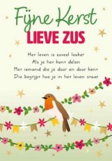 Wenskaart Fijne kerst lieve zus