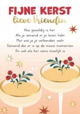 Wenskaart Fijne kerst lieve vriendin