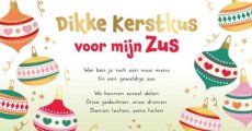 Wenskaart Dikke kerstkus voor mijn zus