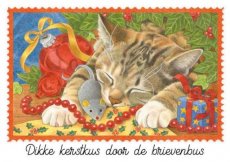 Wenskaart Dikke Kerstkus door de brievenbus