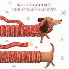 Kerstkaart Woooooooorst christmas card ever