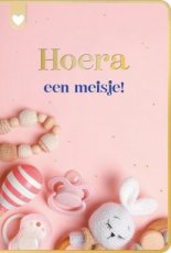 Wenskaart Hoera een meisje