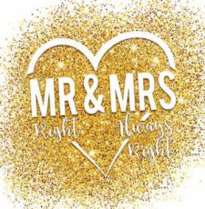 Wenskaart Mr right & mrs always right. Together