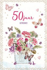 Lannoo Wish & bloom 45 Wenskaart 50 jaar getrouwd